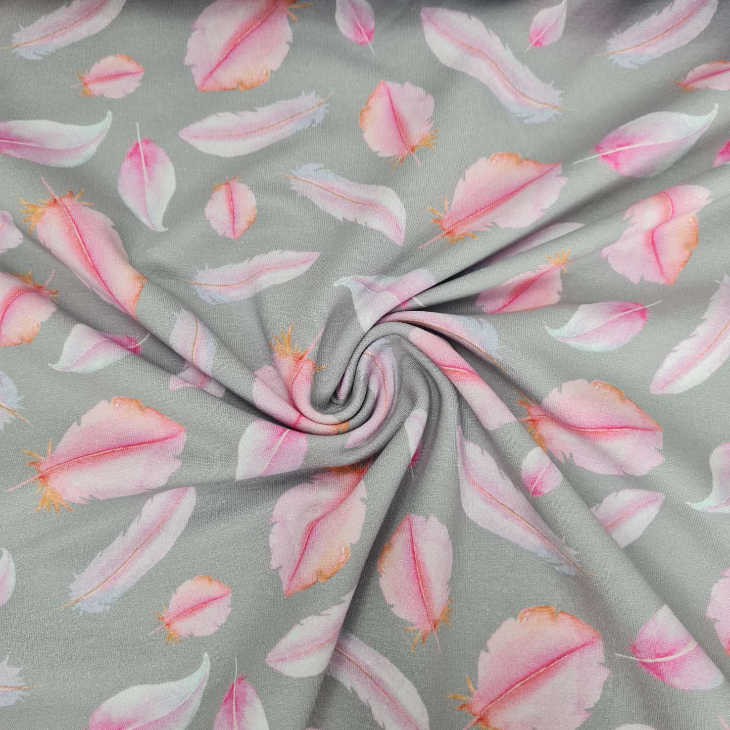 FrenchTerry Sommersweat| Rosa Federn | Grau