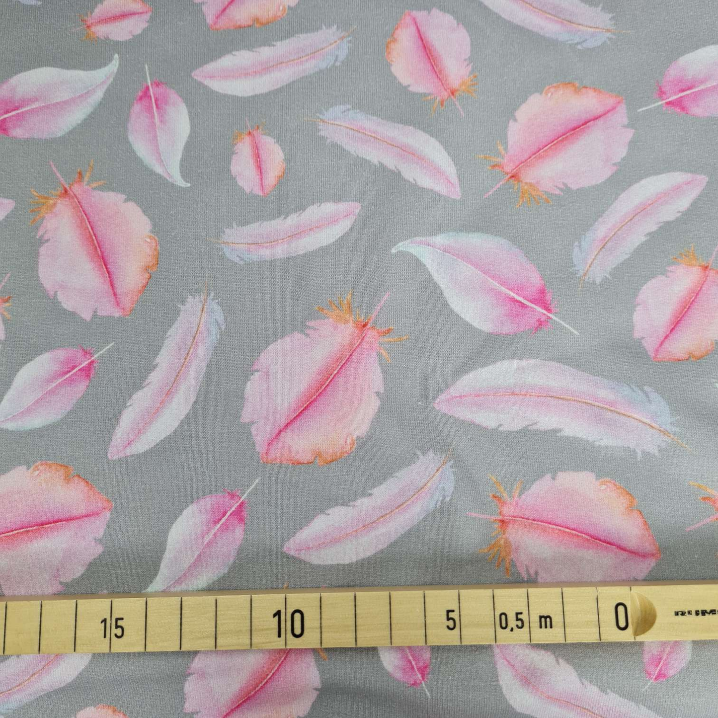 FrenchTerry Sommersweat| Rosa Federn | Grau