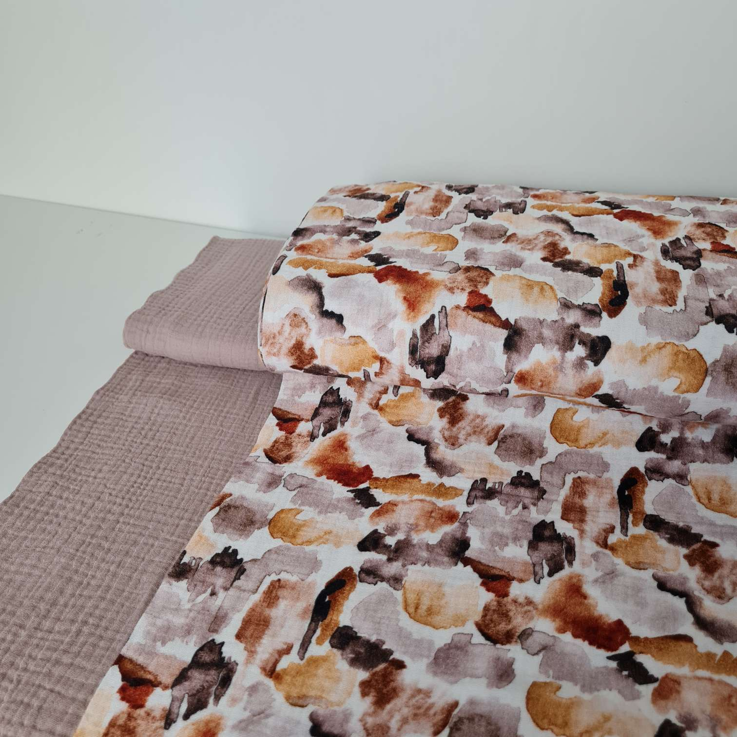 Musselin | Farbflecken | Ocker Braun Beige