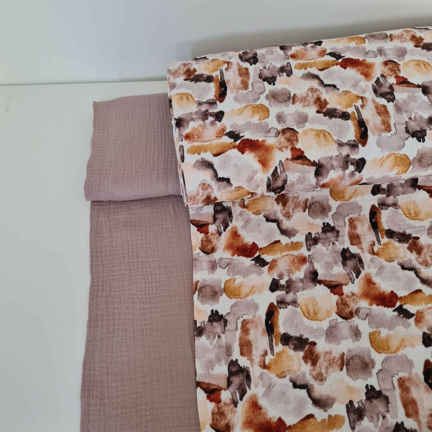 Musselin | Farbflecken | Ocker Braun Beige