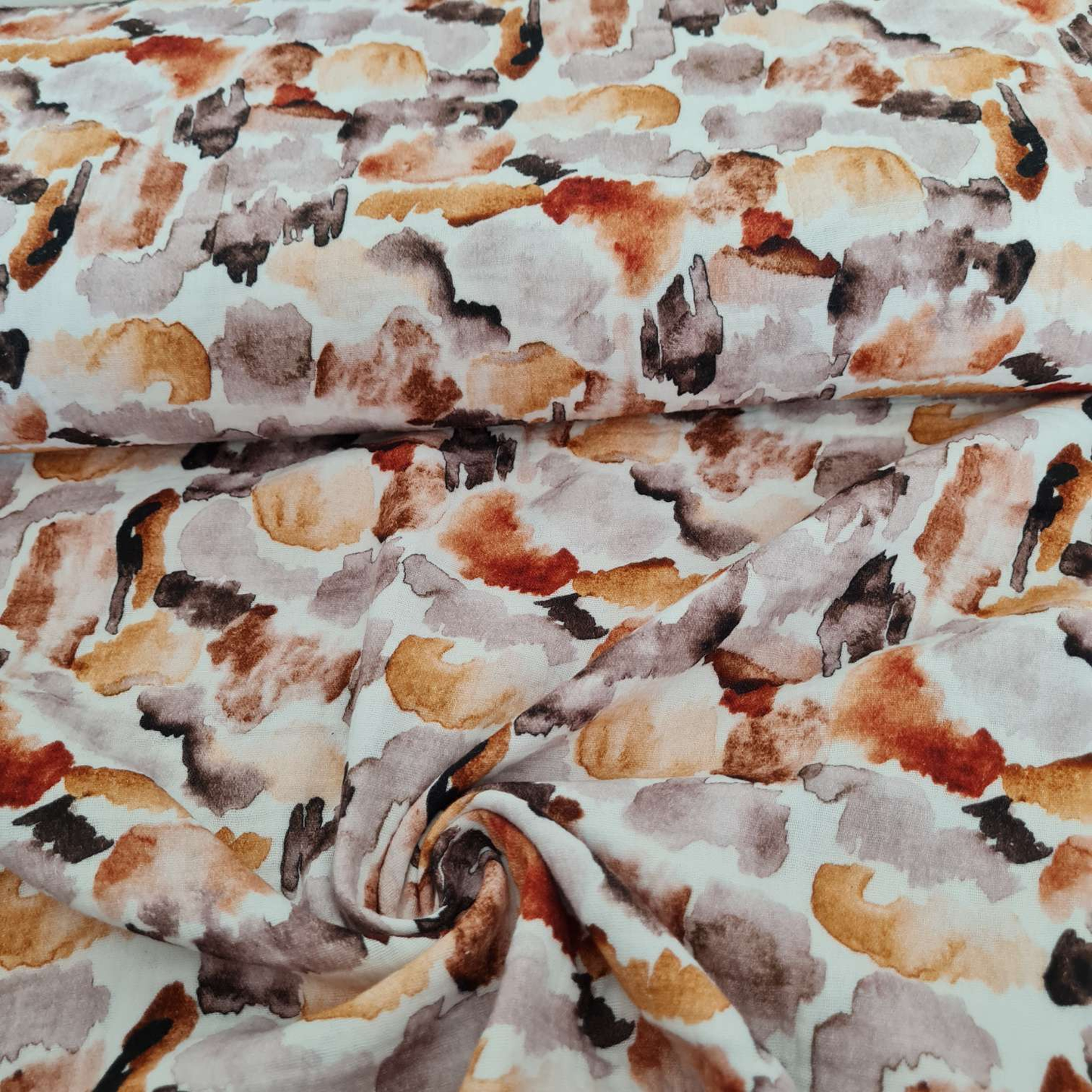 Musselin | Farbflecken | Ocker Braun Beige