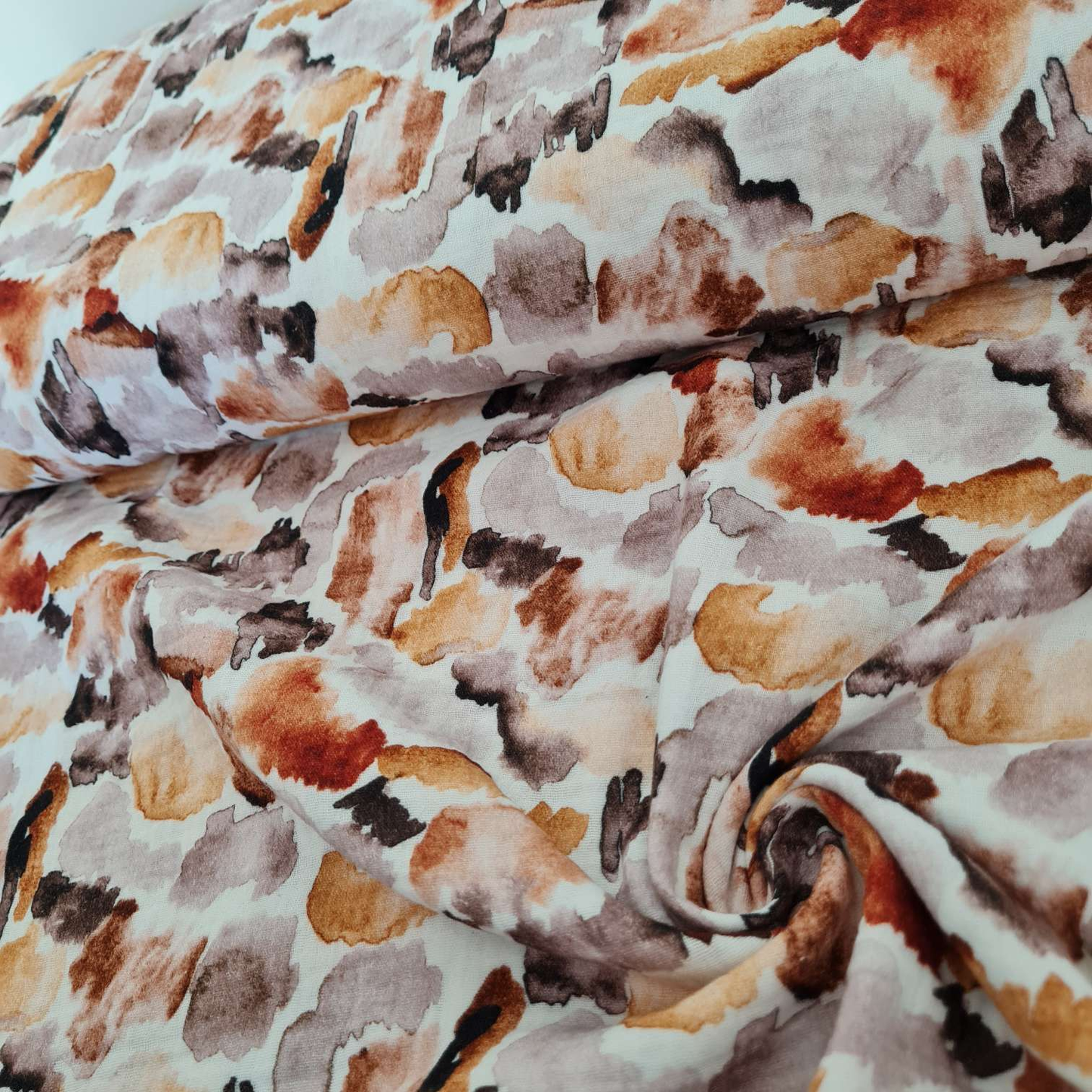 Musselin | Farbflecken | Ocker Braun Beige