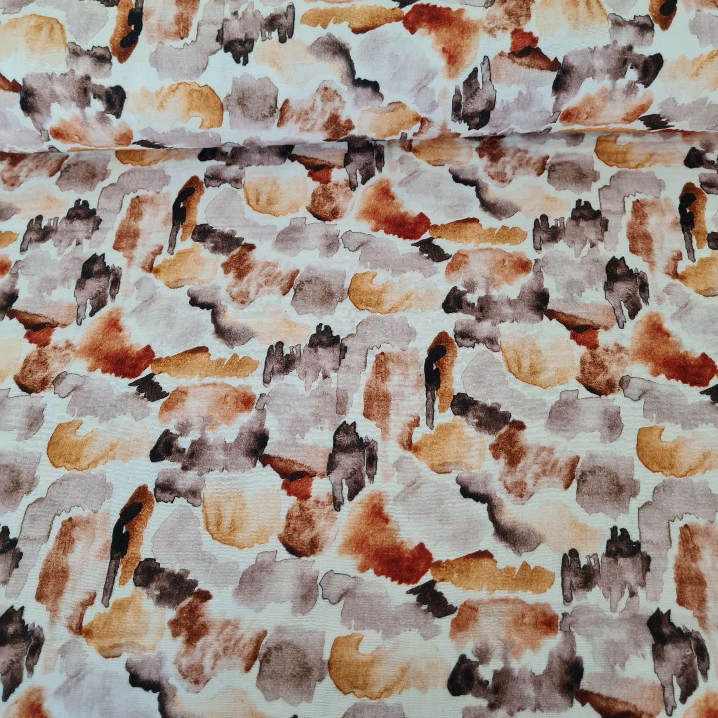 Musselin | Farbflecken | Ocker Braun Beige
