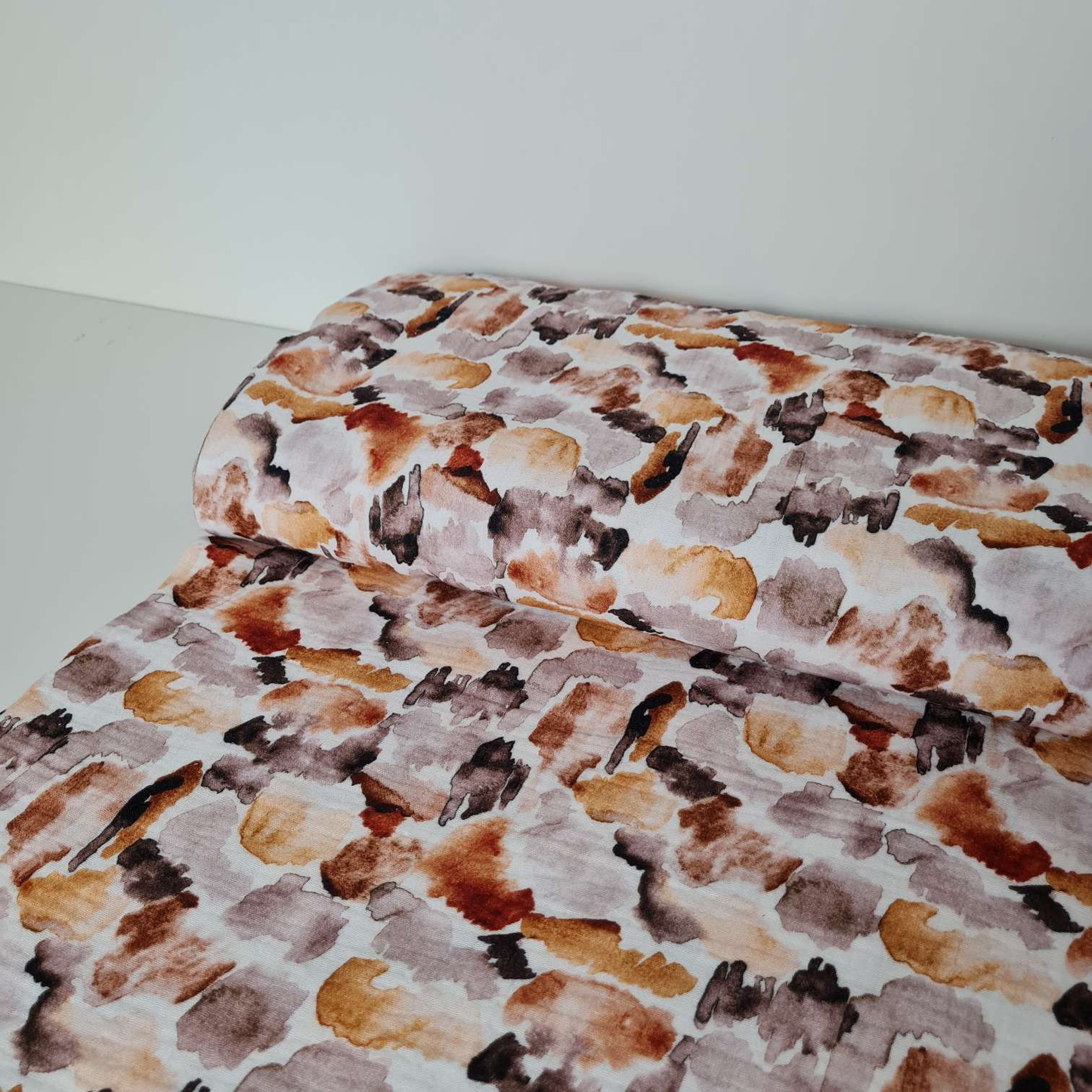 Musselin | Farbflecken | Ocker Braun Beige
