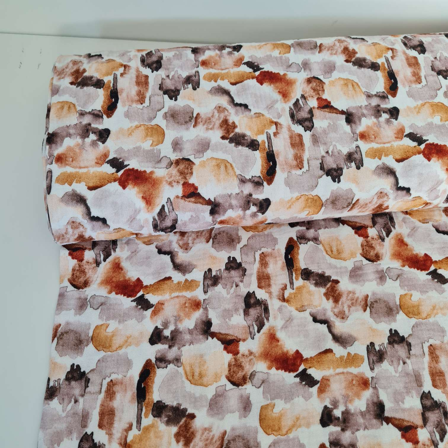 Musselin | Farbflecken | Ocker Braun Beige