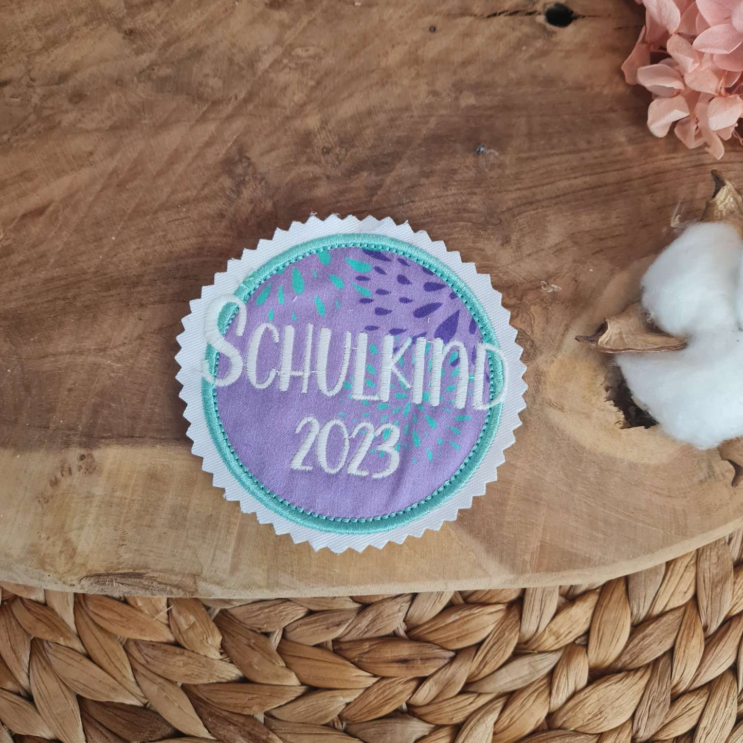 Applikation Aufnäher Button Klettie  | Schulkind 2025 | SchlittenzauBär | Rund