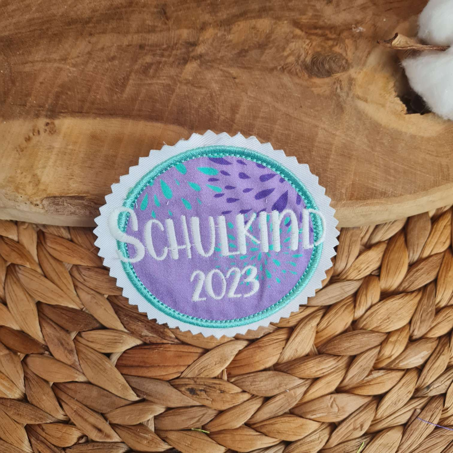 Applikation Aufnäher Button Klettie  | Schulkind 2025 | SchlittenzauBär | Rund