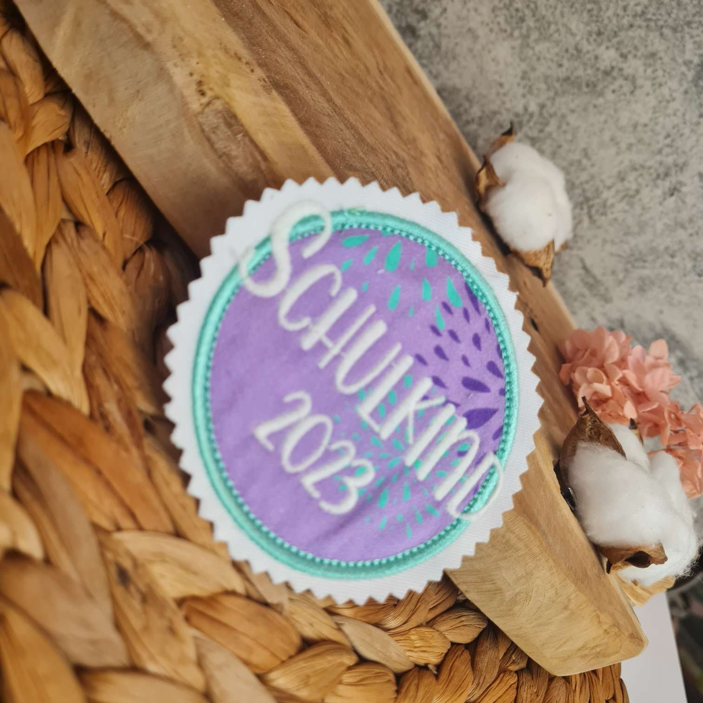 Applikation Aufnäher Button Klettie  | Schulkind 2025 | SchlittenzauBär | Rund