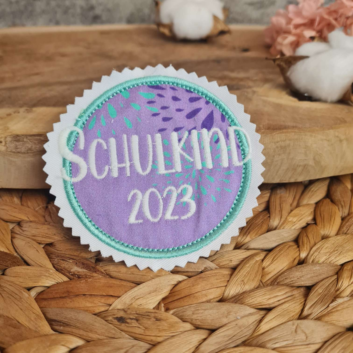 Applikation Aufnäher Button Klettie  | Schulkind 2025 | SchlittenzauBär | Rund