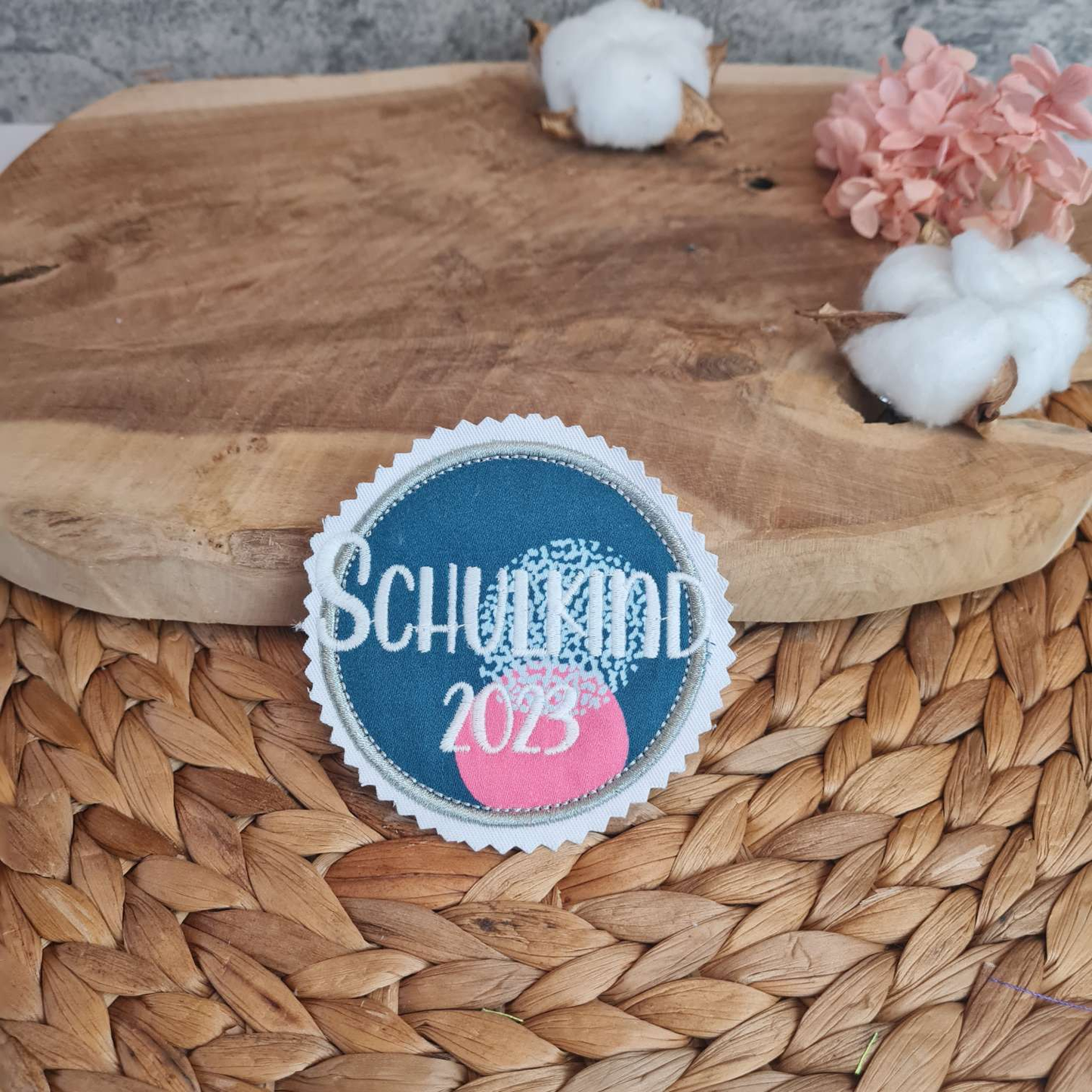 Applikation Aufnäher Button Klettie  | Schulkind 2025 | PhantBärsieWelt | Rund