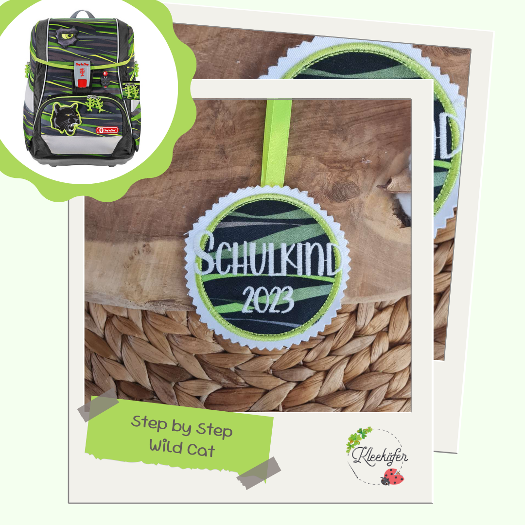 Applikation Aufnäher Button Klettie | Schulkind 2025 | Wild Cat | Step by Step