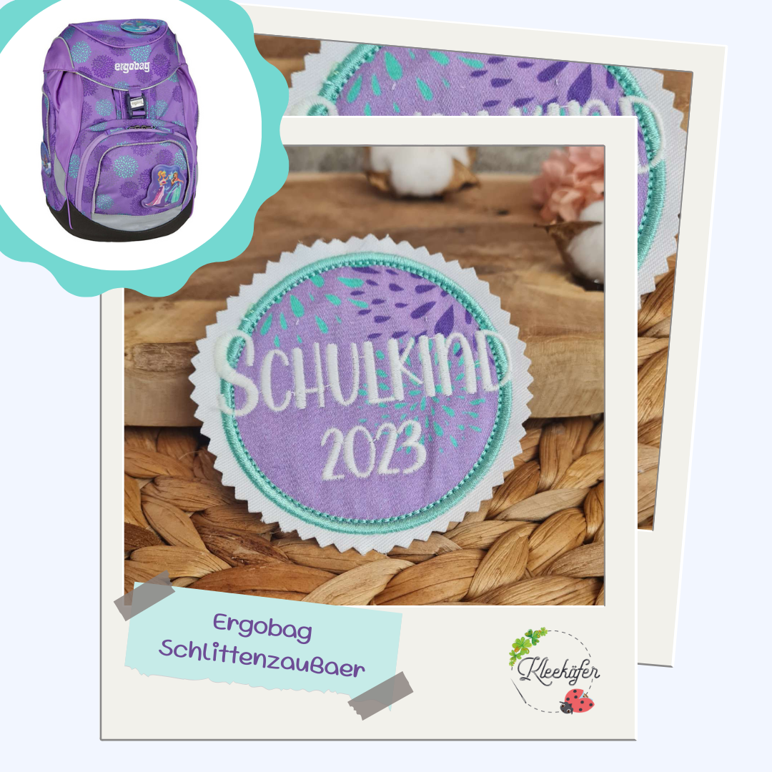 Applikation Aufnäher Button Klettie  | Schulkind 2025 | SchlittenzauBär | Rund