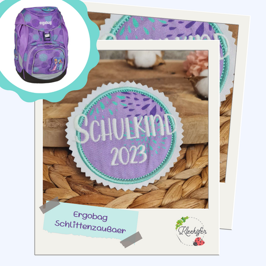 Applikation Aufnäher Button Klettie  | Schulkind 2025 | SchlittenzauBär | Rund