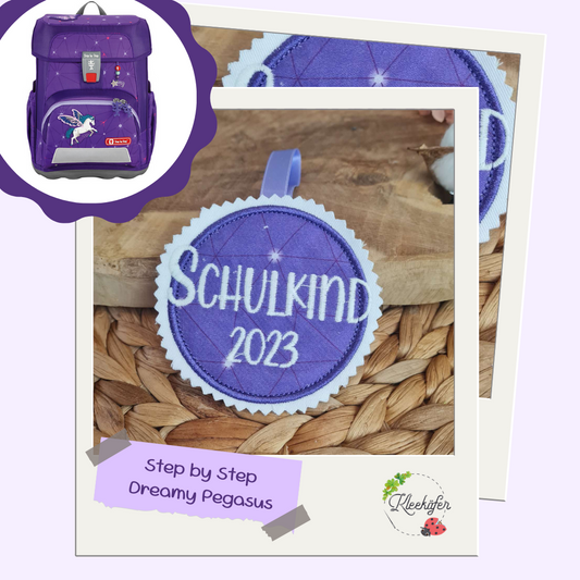 Applikation Aufnäher Button Klettie | Schulkind 2025 | Dreamy Pegasus