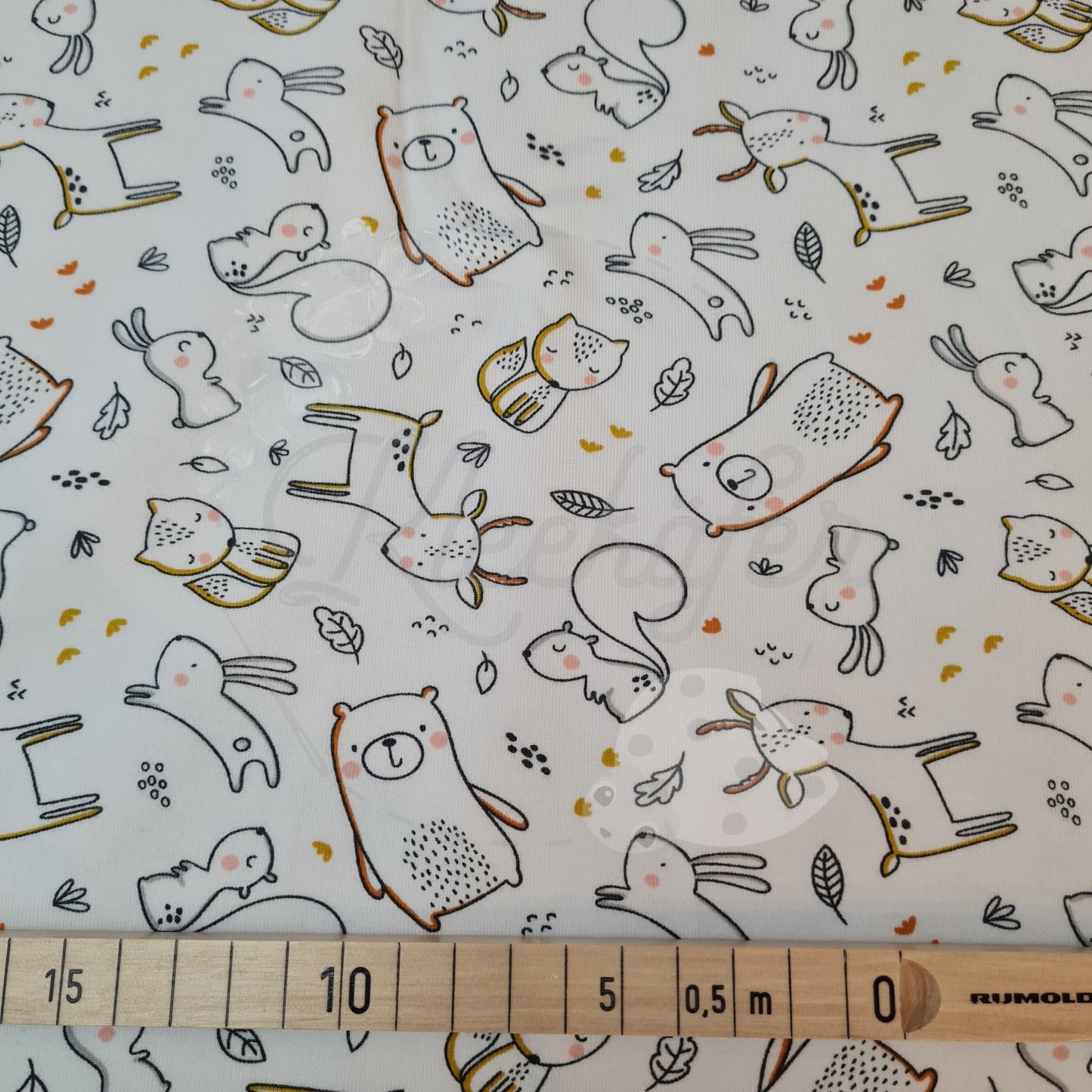50 cm Abschnitte Baumwolljersey | Waldtiere | Weiß