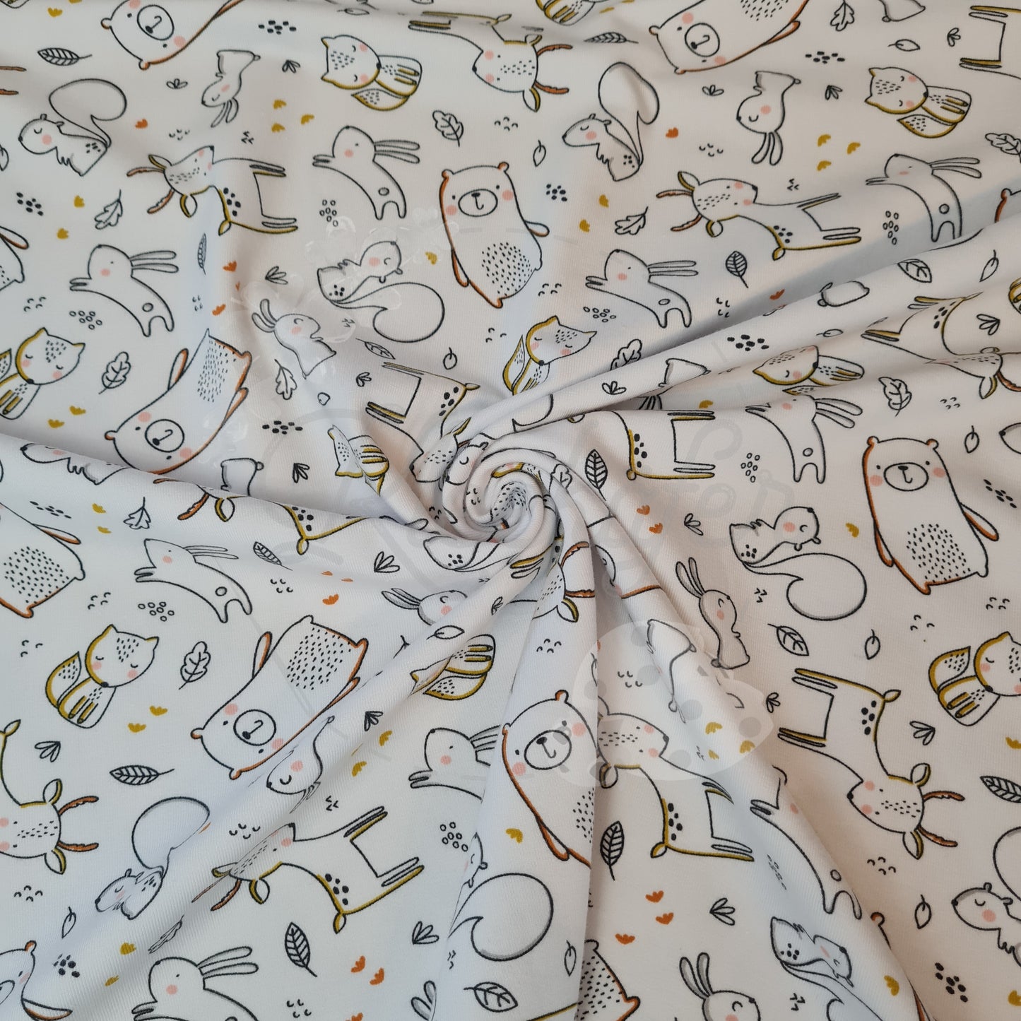 50 cm Abschnitte Baumwolljersey | Waldtiere | Weiß