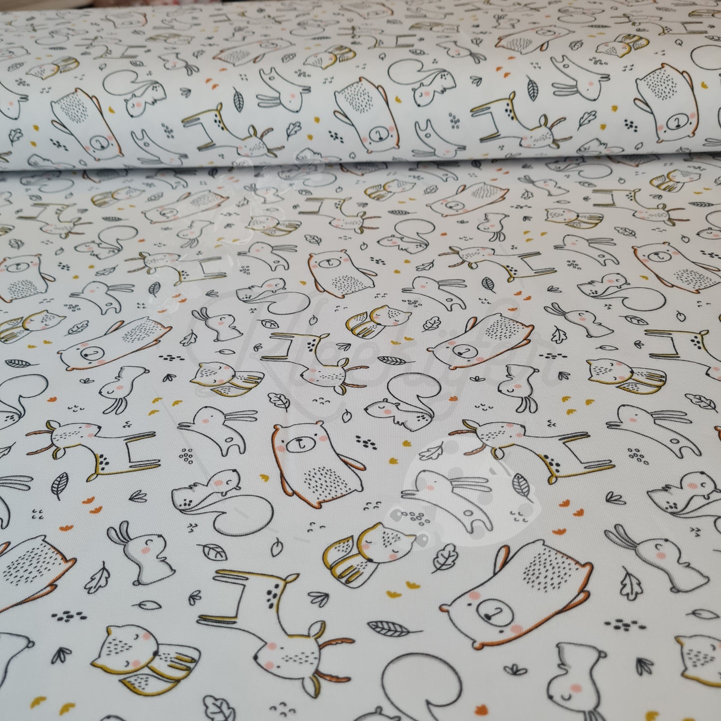 50 cm Abschnitte Baumwolljersey | Waldtiere | Weiß