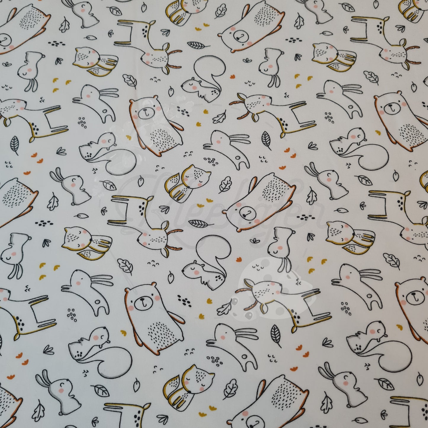 50 cm Abschnitte Baumwolljersey | Waldtiere | Weiß