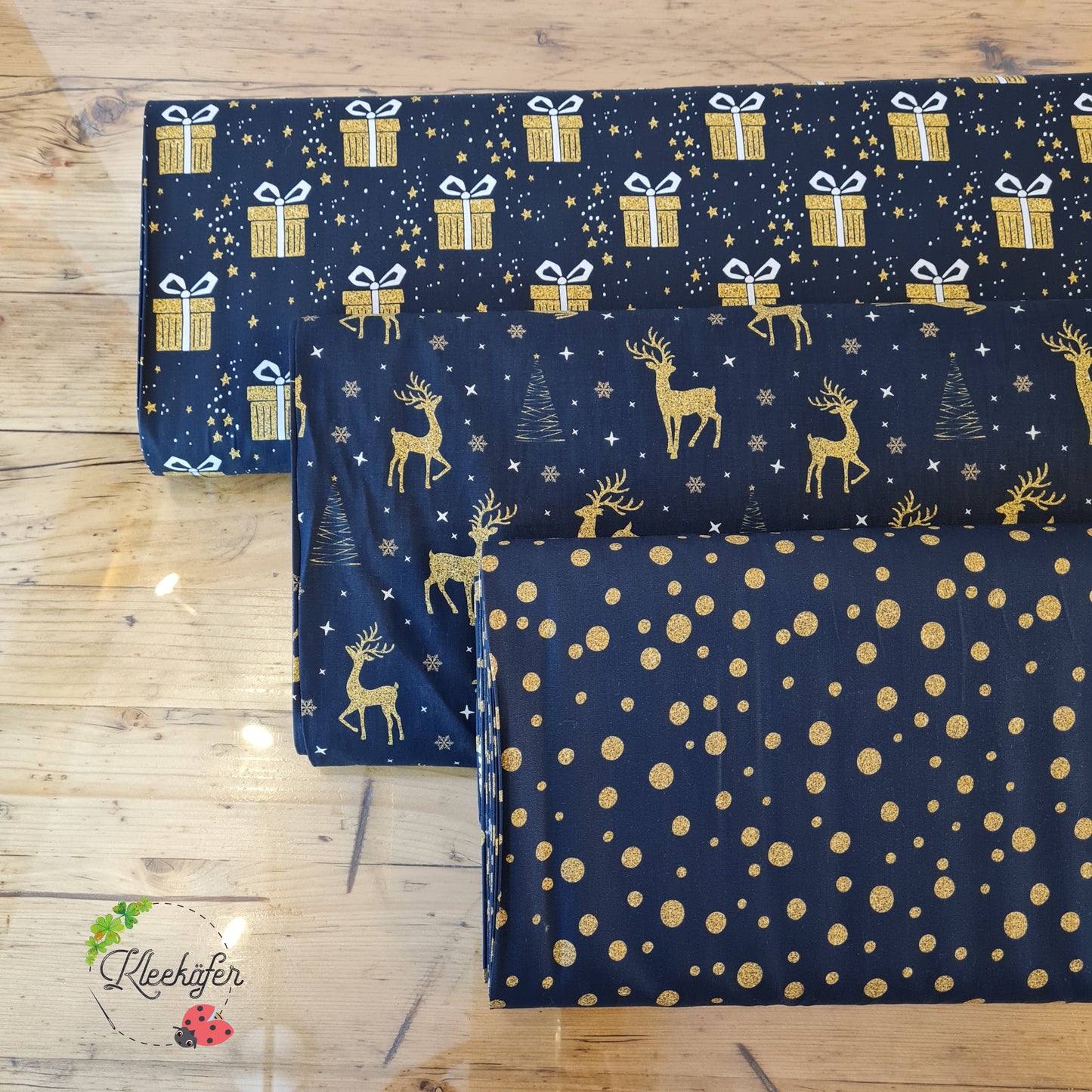 Baumwollwebware | Goldenes Reh | Weihnachten