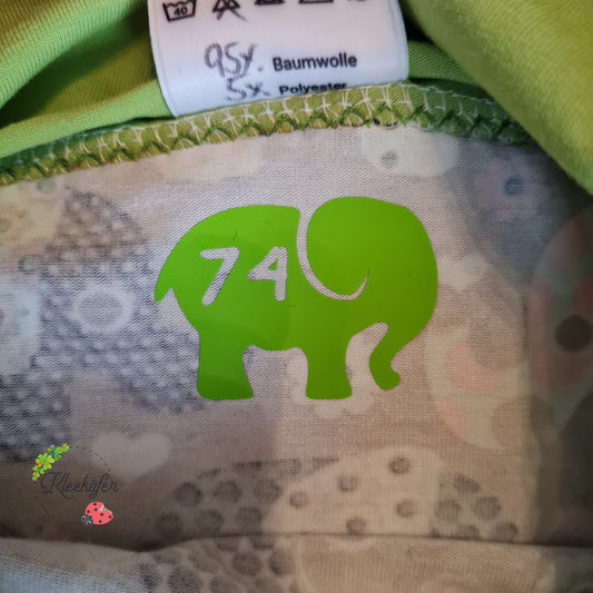 Größenlabel zum Aufbügeln Motiv *Elefant*