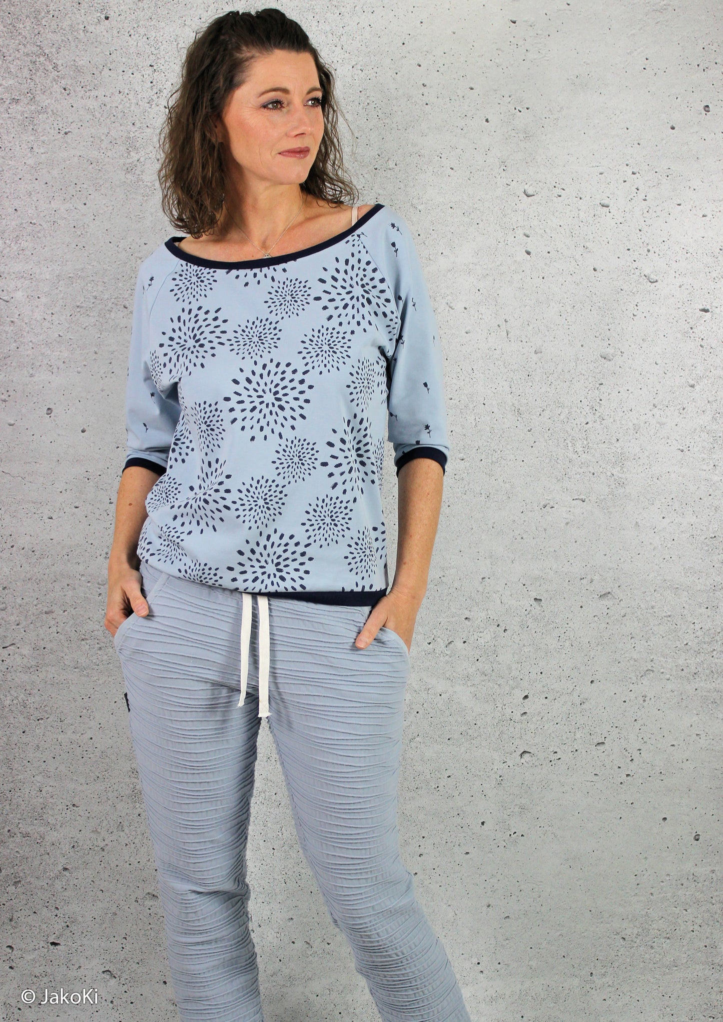 Baumwolljersey | Dreiecke | Hellblau