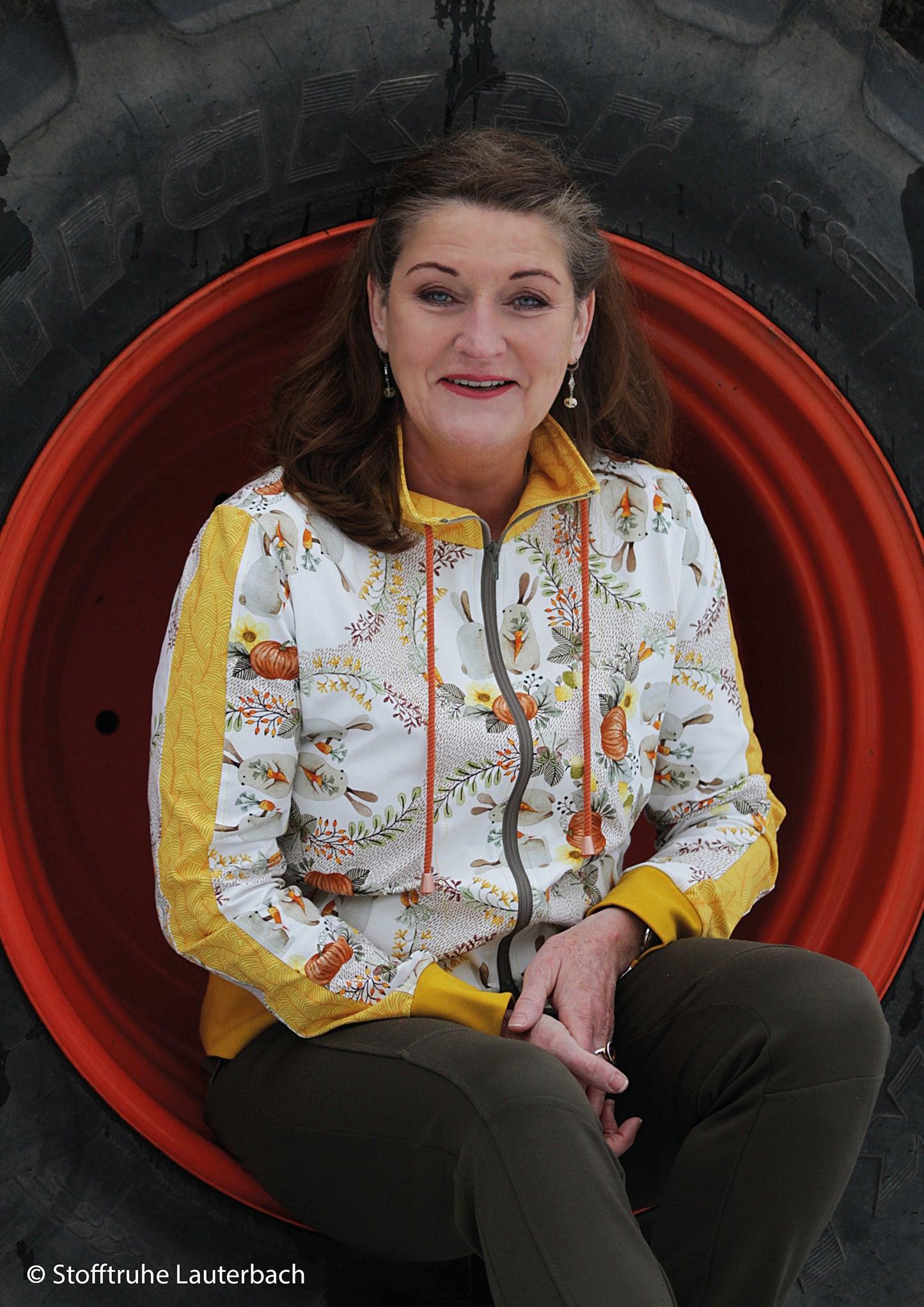 Baumwolljersey | Hasen & Kürbisse | Beige