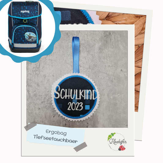 Applikation Aufnäher Button Klettie  | Schulkind 2025 | TiefseetauchBär | Rund