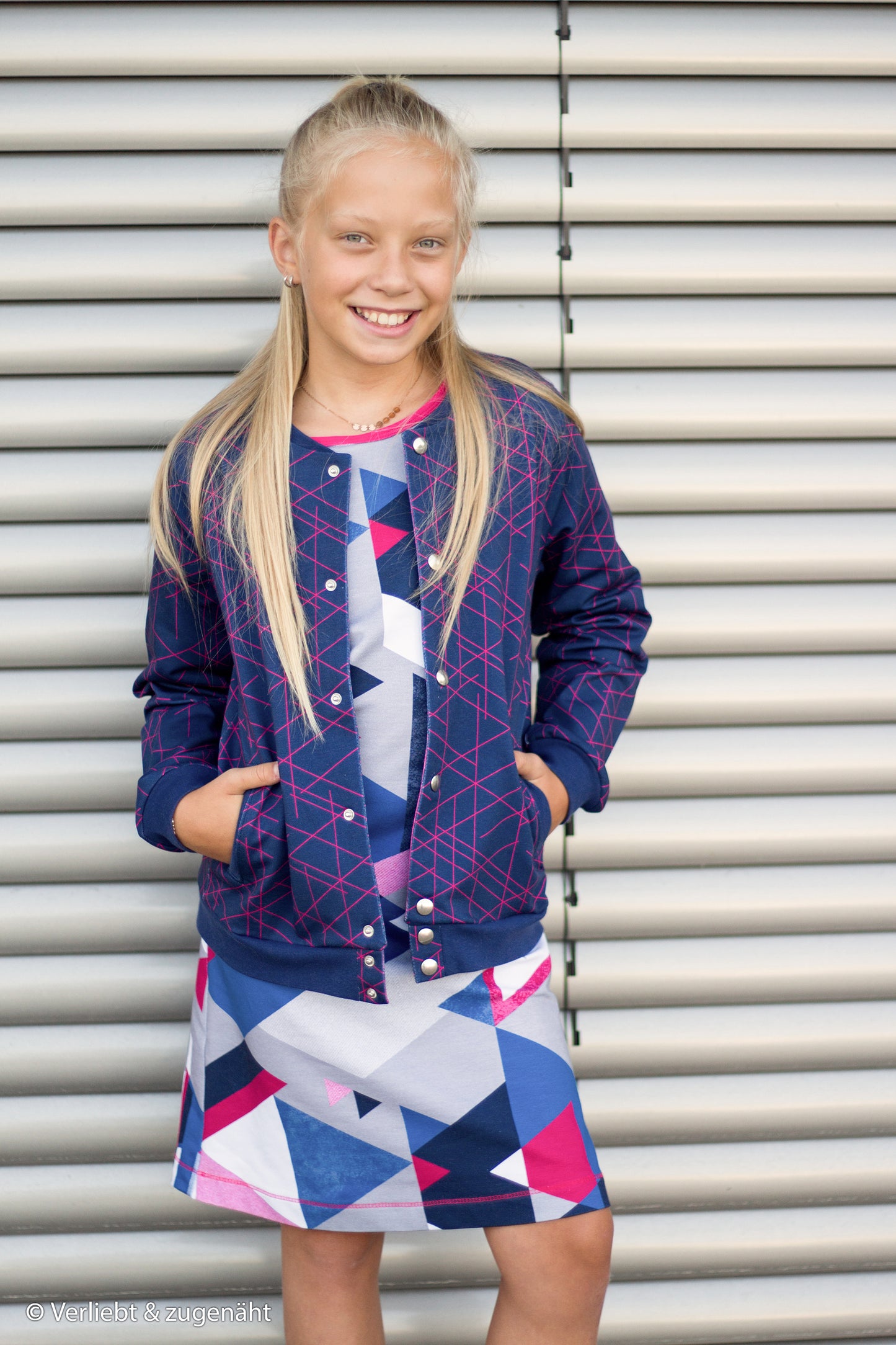 FrenchTerry | Streetstyle | Geometrische Linien | Magenta