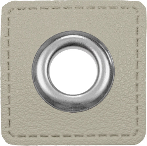 Ösen Patches für Kordeln Lederimitat *Grau*