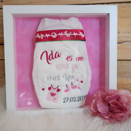 Windel im Bilderrahmen *Rosa* - Kleekäfer´s Fadenstübchen