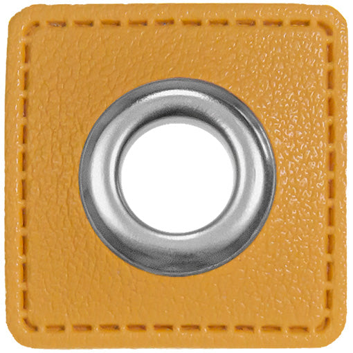 Ösen Patches für Kordeln Lederimitat *Senfgelb*