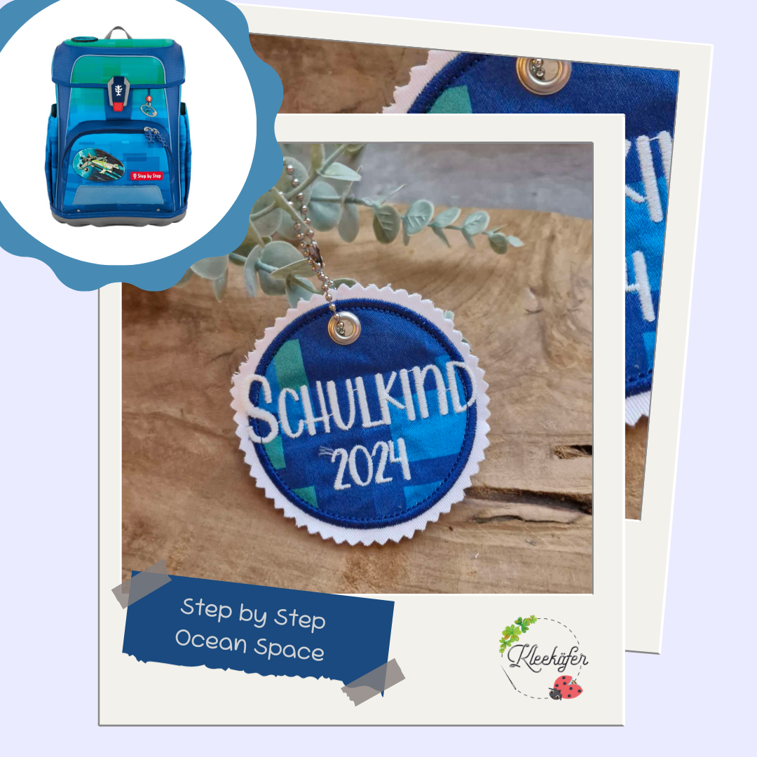 Applikation Aufnäher Button Klettie | Schulkind 2024 | Step by Step Ocean Space