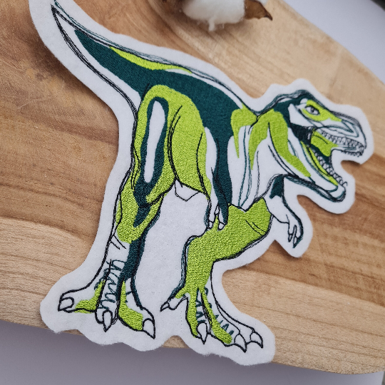 Aufnäher Flicken Applikation | Dinosaurier | T-Rex | Grün | 19 x 15 cm