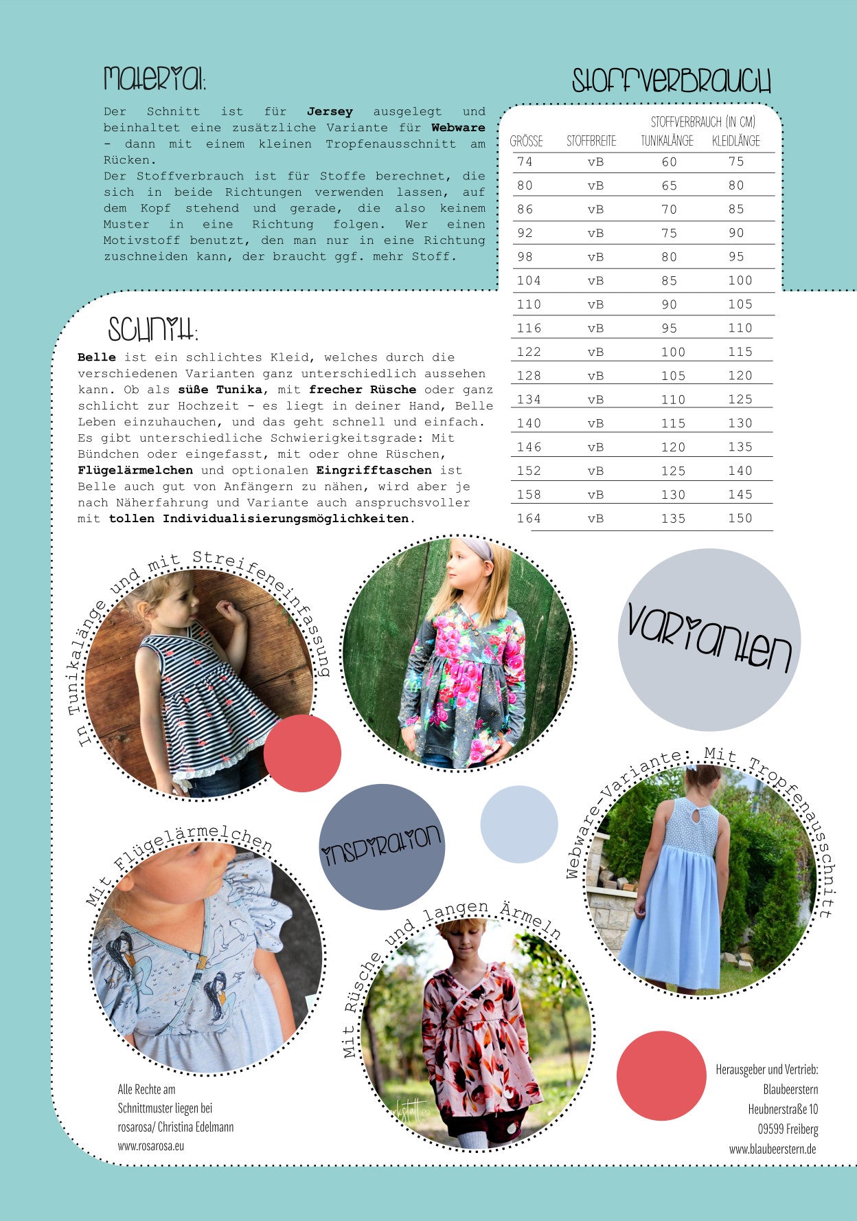 Schnittmuster | #Belle Tunika/Kleid | Gr. 74 - 164 | RosaRosa