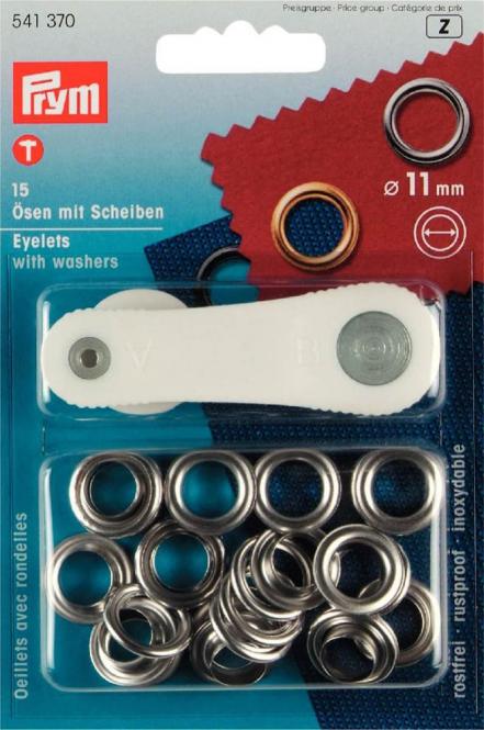 PRYM Ösen mit Scheiben 11mm - silber - Kleekäfer´s Fadenstübchen