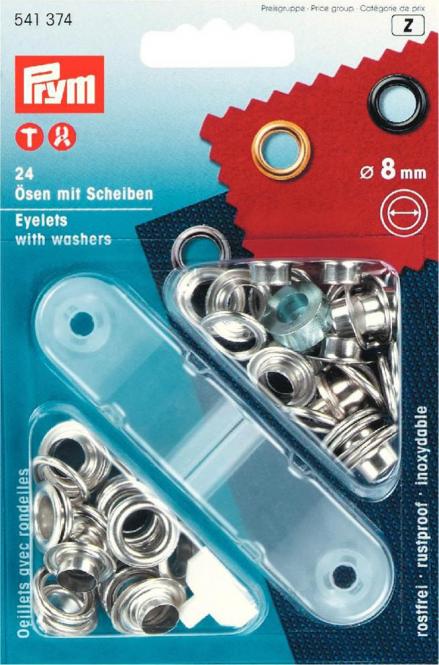 PRYM Ösen mit Scheiben 8mm - silber - Kleekäfer´s Fadenstübchen